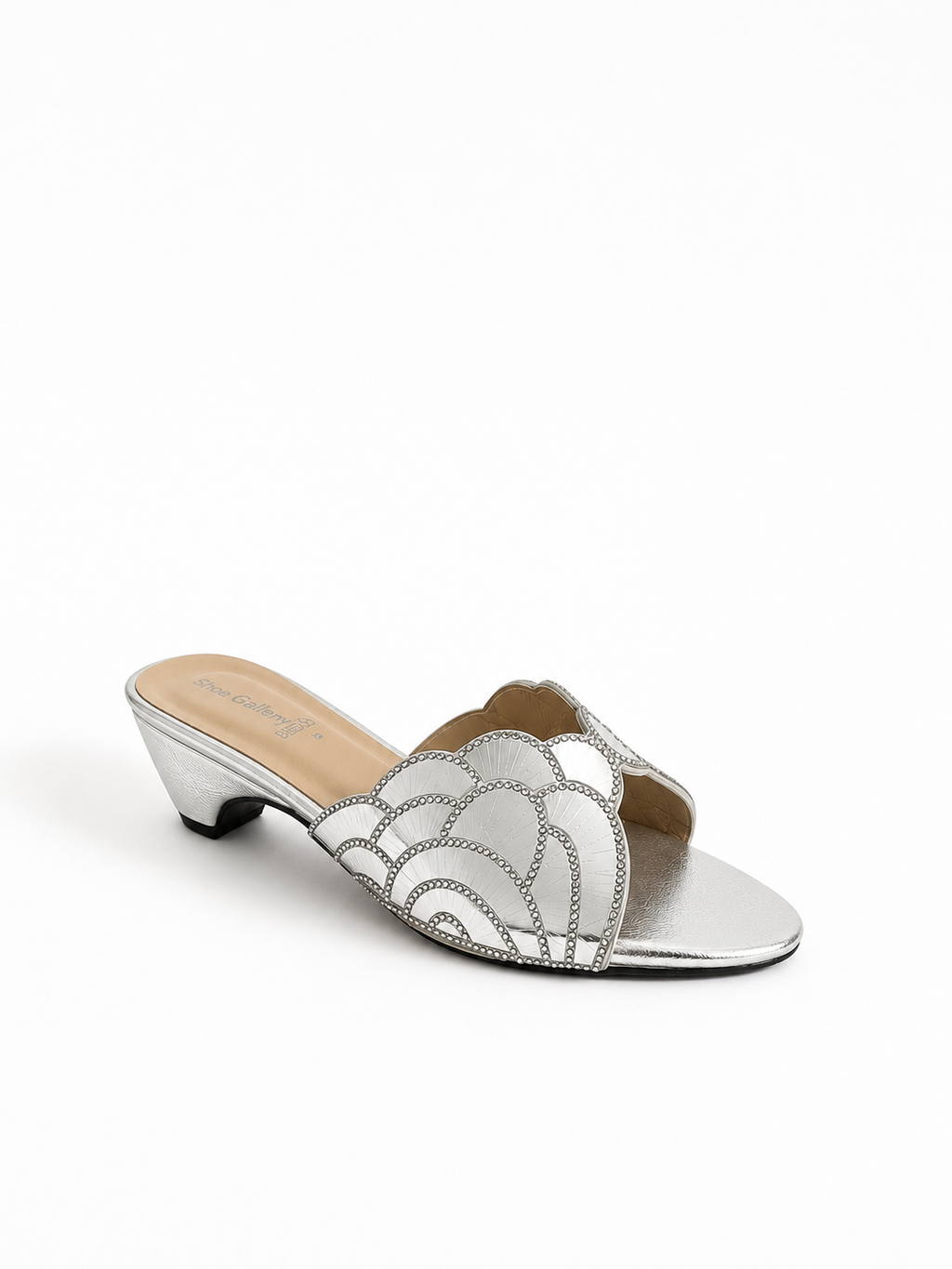 Crystal Petal Mule Heels