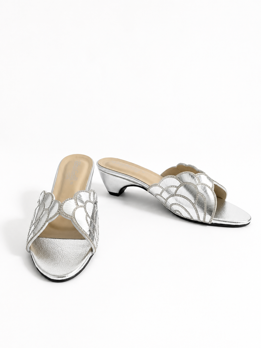 Crystal Petal Mule Heels