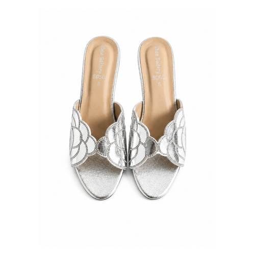 Crystal Petal Mule Heels