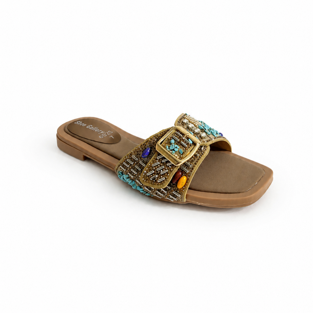 Bohemian Gem Buckle Slides