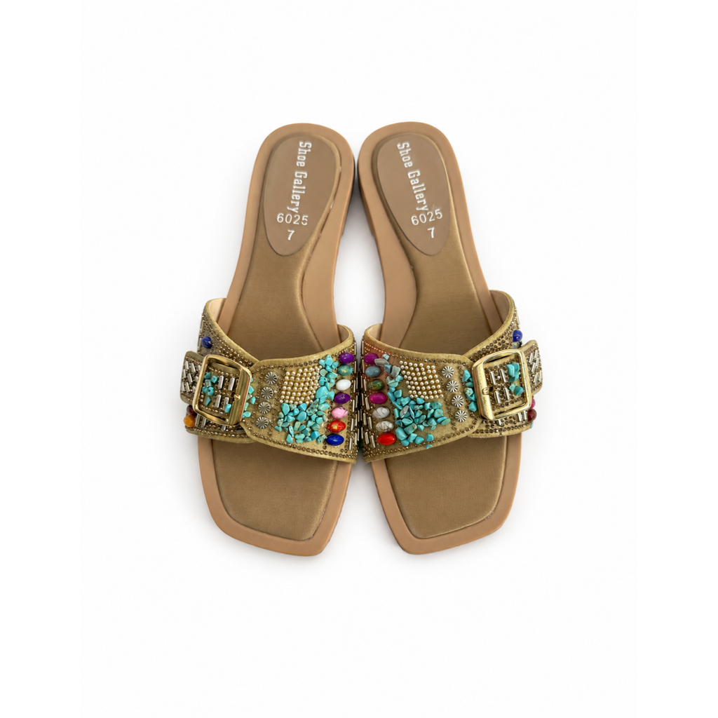 Bohemian Gem Buckle Slides