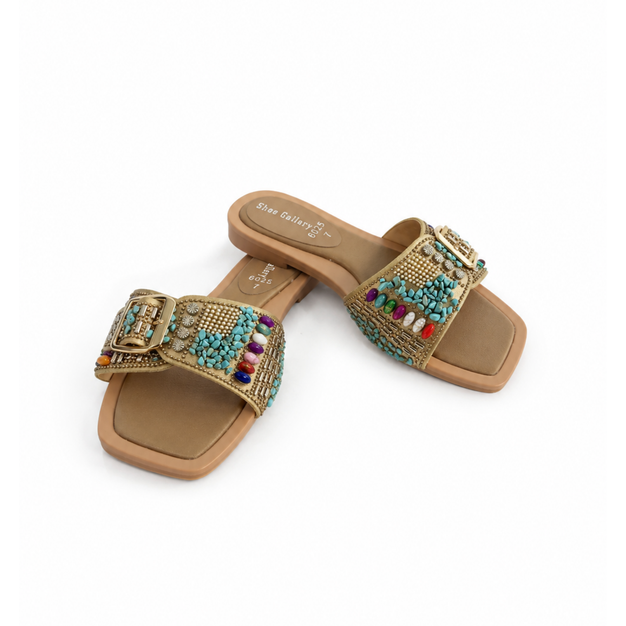 Bohemian Gem Buckle Slides