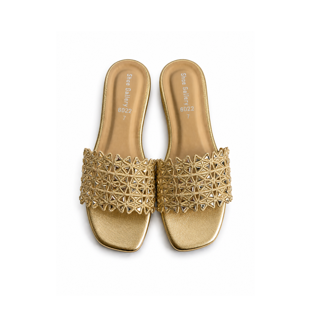 Golden Crystal Weave Slides