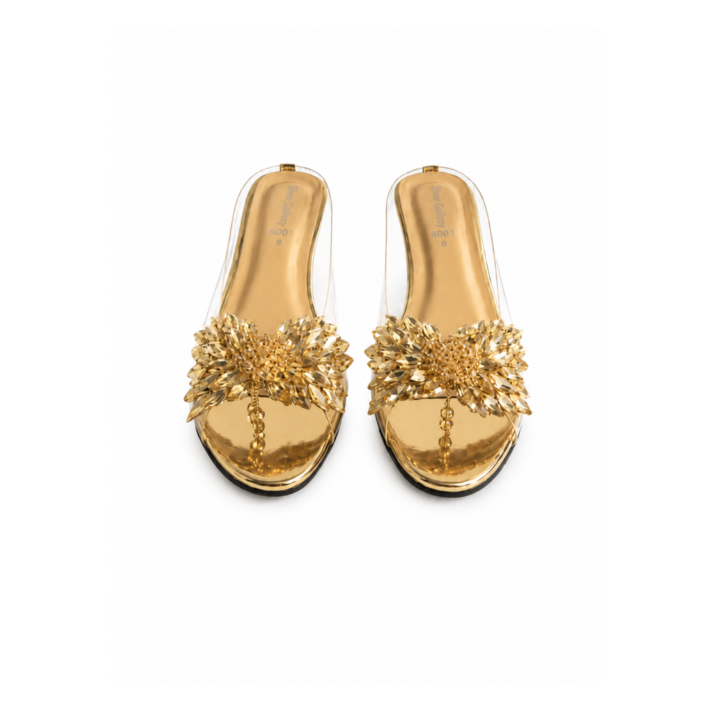Crystal Bloom Transparent Mule Heels