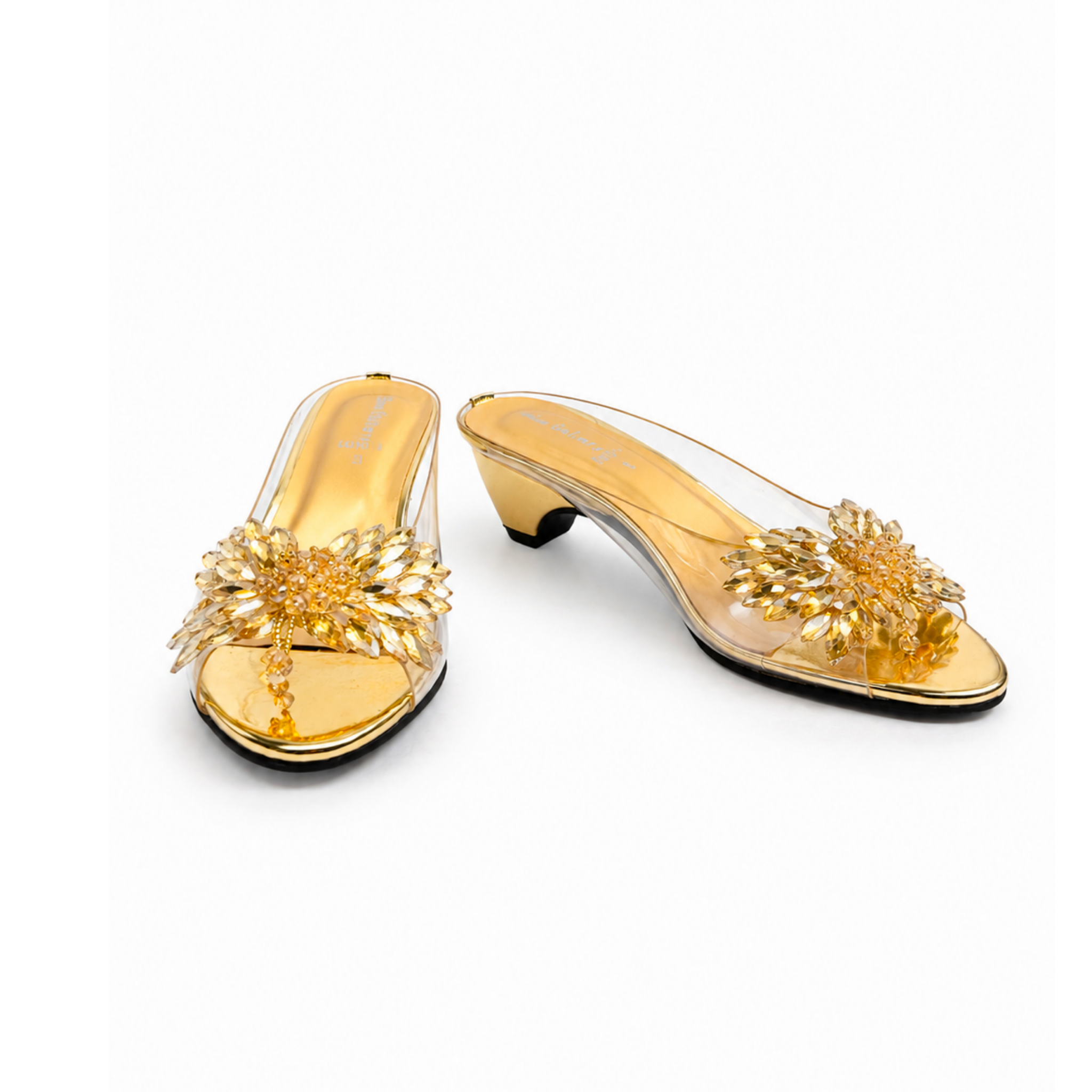 Crystal Bloom Transparent Mule Heels