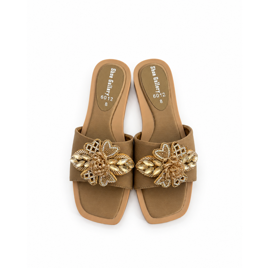 Golden Bloom Comfort Slides
