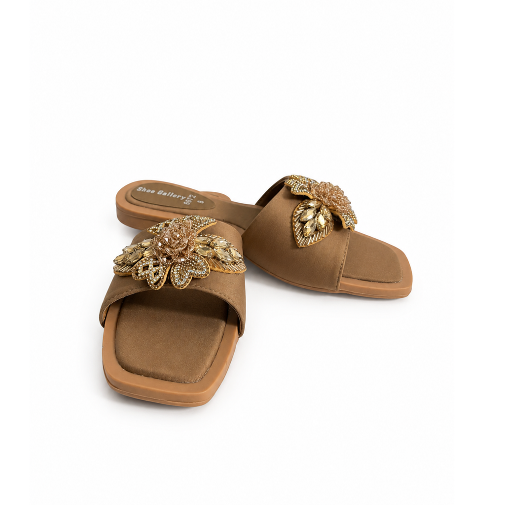 Golden Bloom Comfort Slides