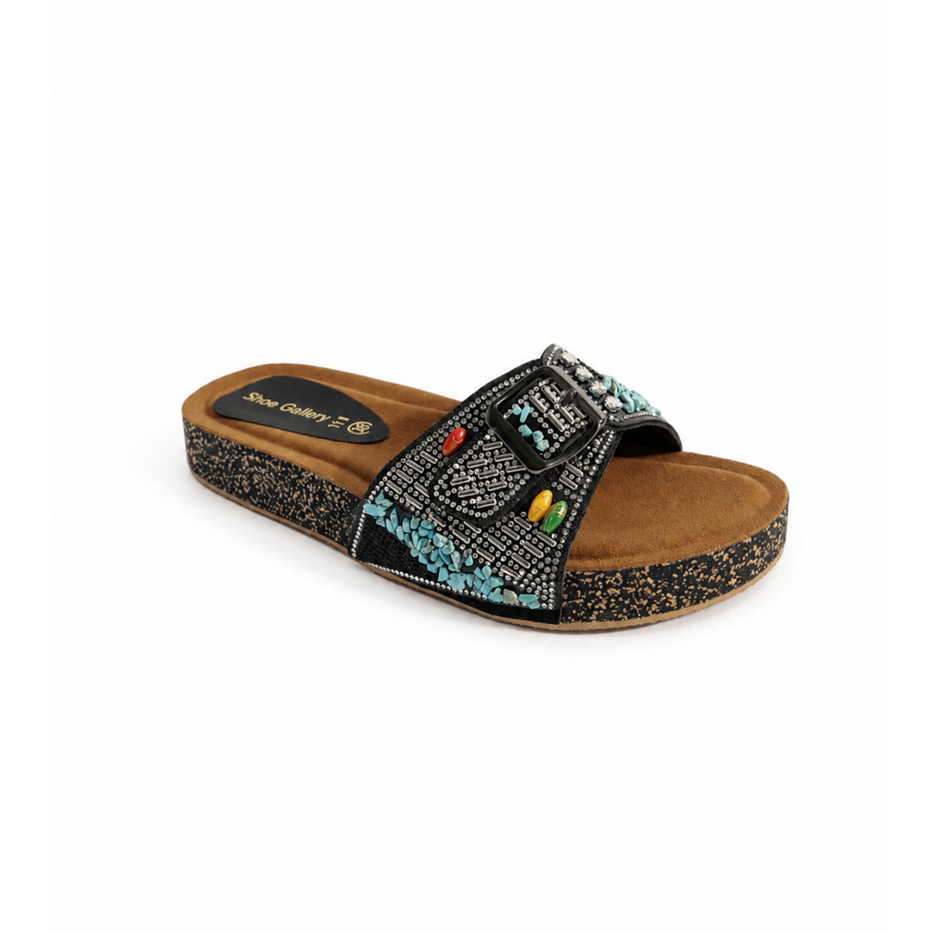 Turquoise Tribal Buckle Slides