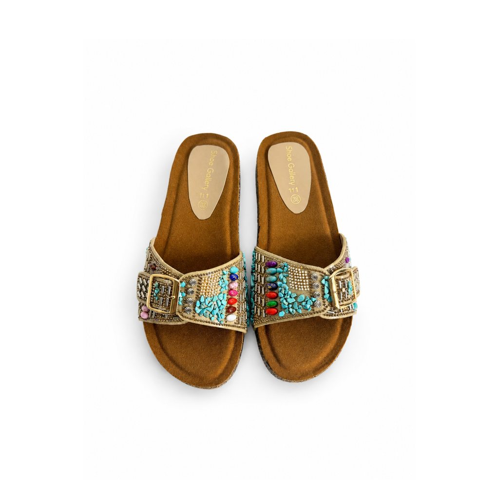 Turquoise Mosaic Comfort Slides
