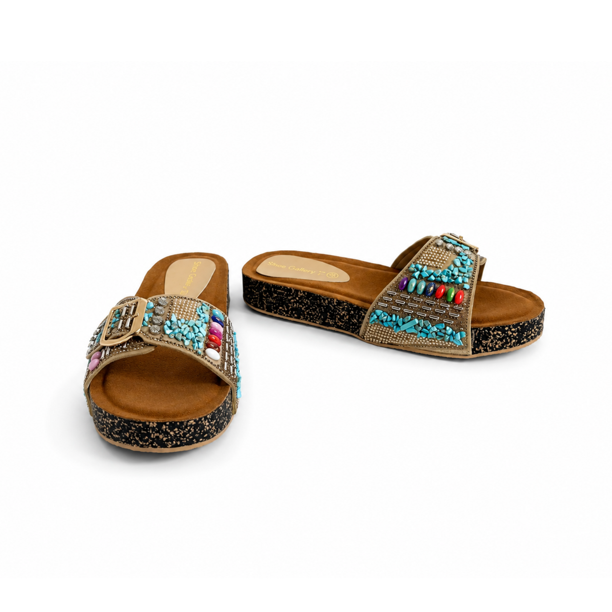 Turquoise Mosaic Comfort Slides