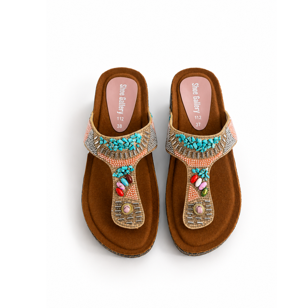 Turquoise Blossom Comfort Sandals