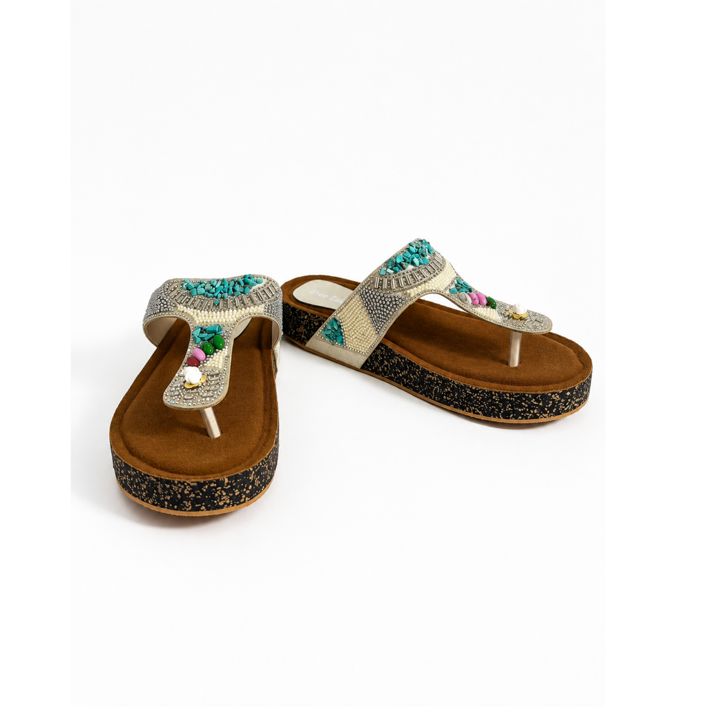 Pastel Crystal Toe-Ring Sandals