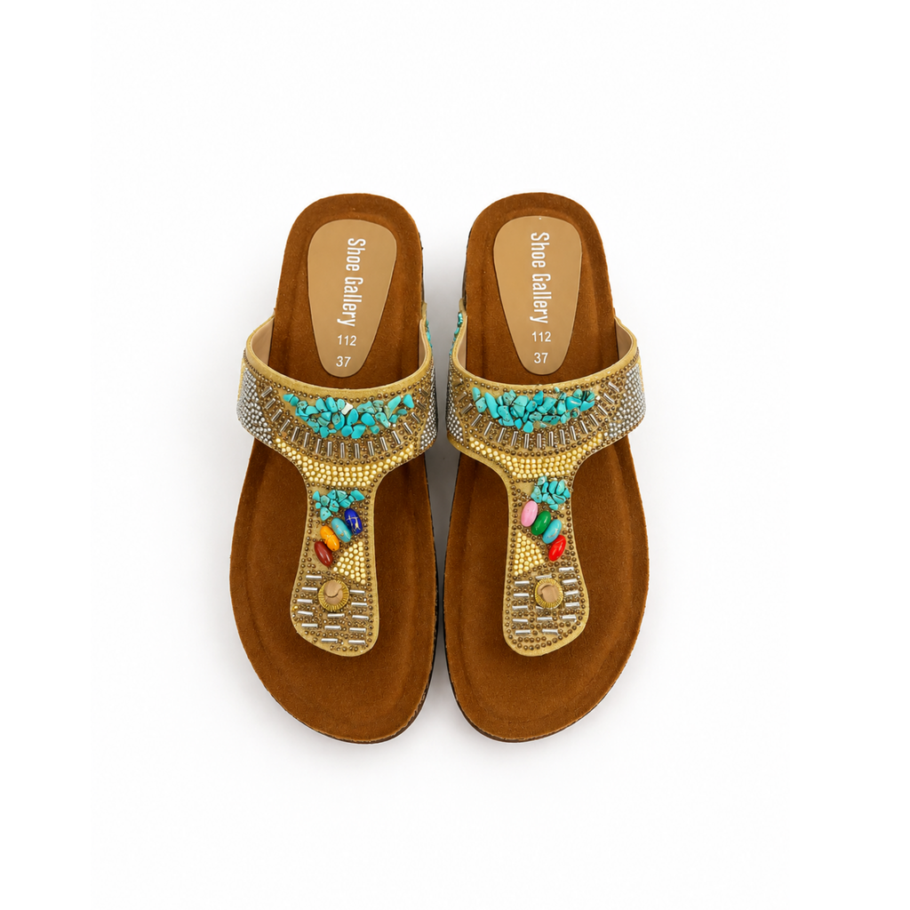Turquoise Pearl Toe-Ring Sandals