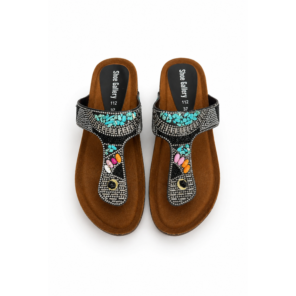 Midnight Turquoise Toe-Ring Sandals