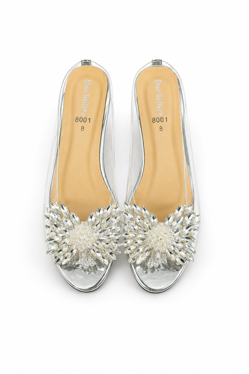 Crystal Blossom Transparent Mule Heels