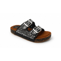 Black Crystal Double Buckle Comfort Slides