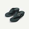 Crystal Buckle Wedge Flip-Flops