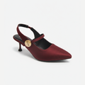 Pointed-Toe Slingback Kitten Heels