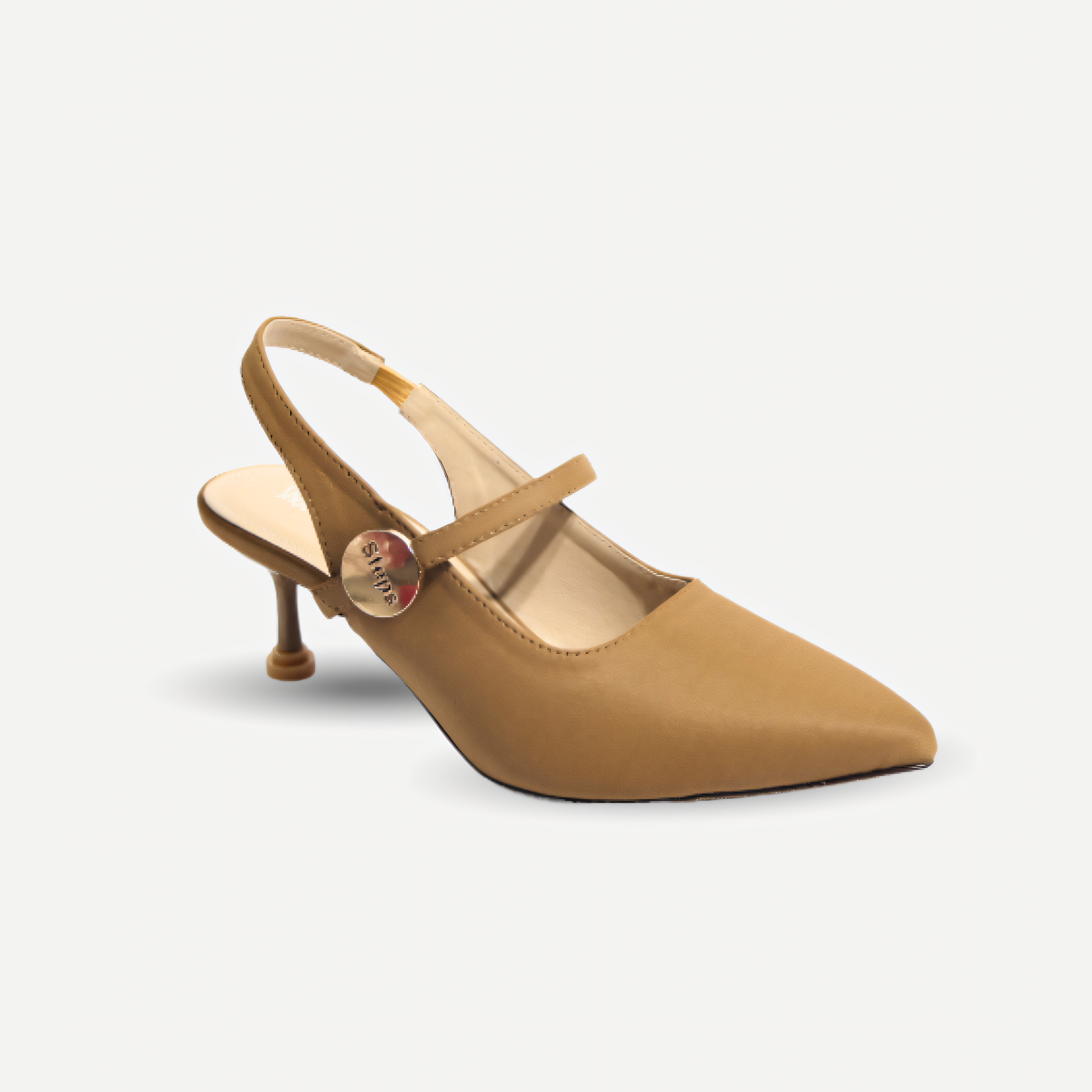 Pointed-Toe Slingback Kitten Heels