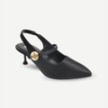 Pointed-Toe Slingback Kitten Heels