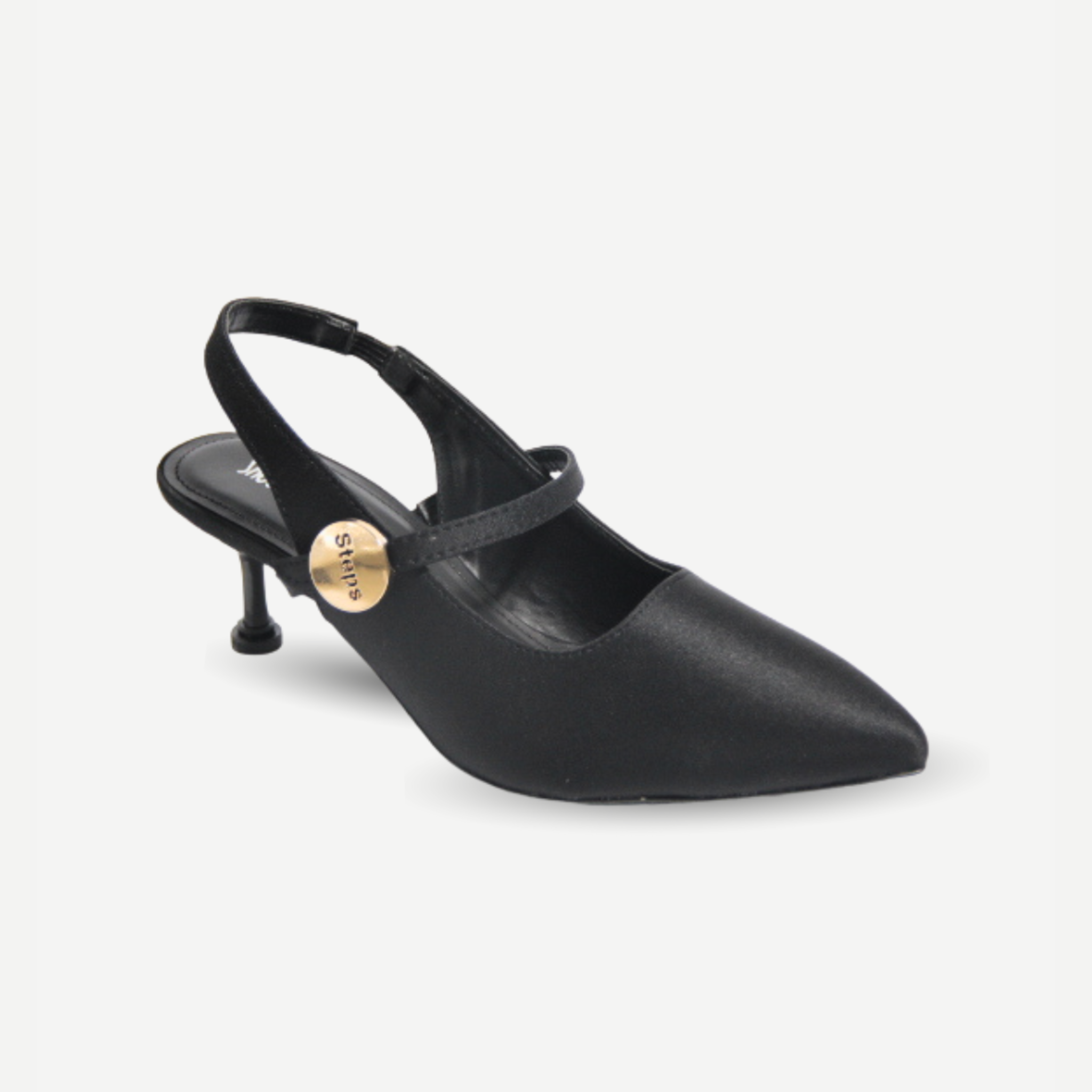 Pointed-Toe Slingback Kitten Heels