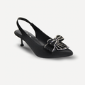 Pearl & Sparkle Slingback Kitten Heels - Black