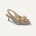 Pearl & Sparkle Slingback Kitten Heels - Gold