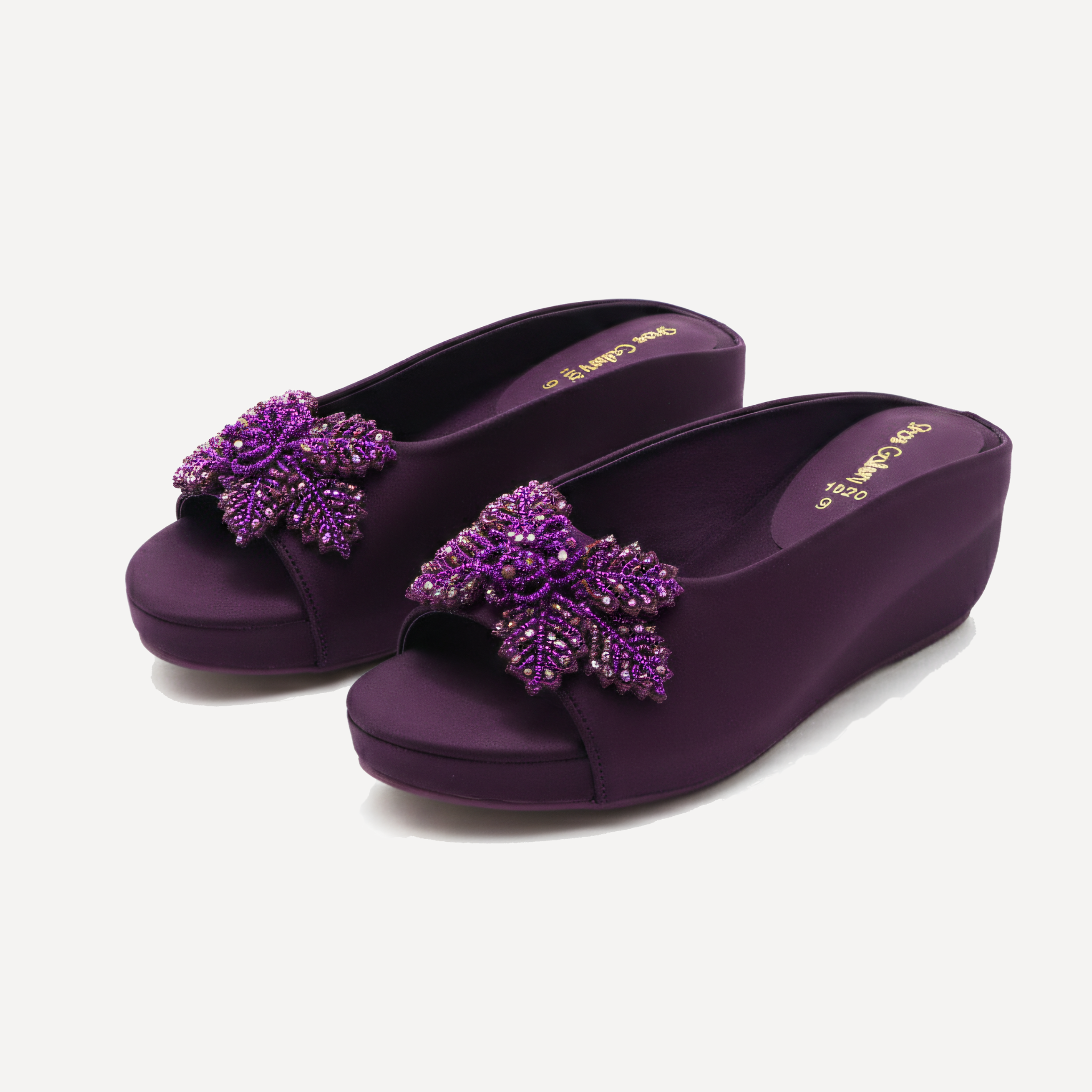 Beaded Snowflake Wedge Slides