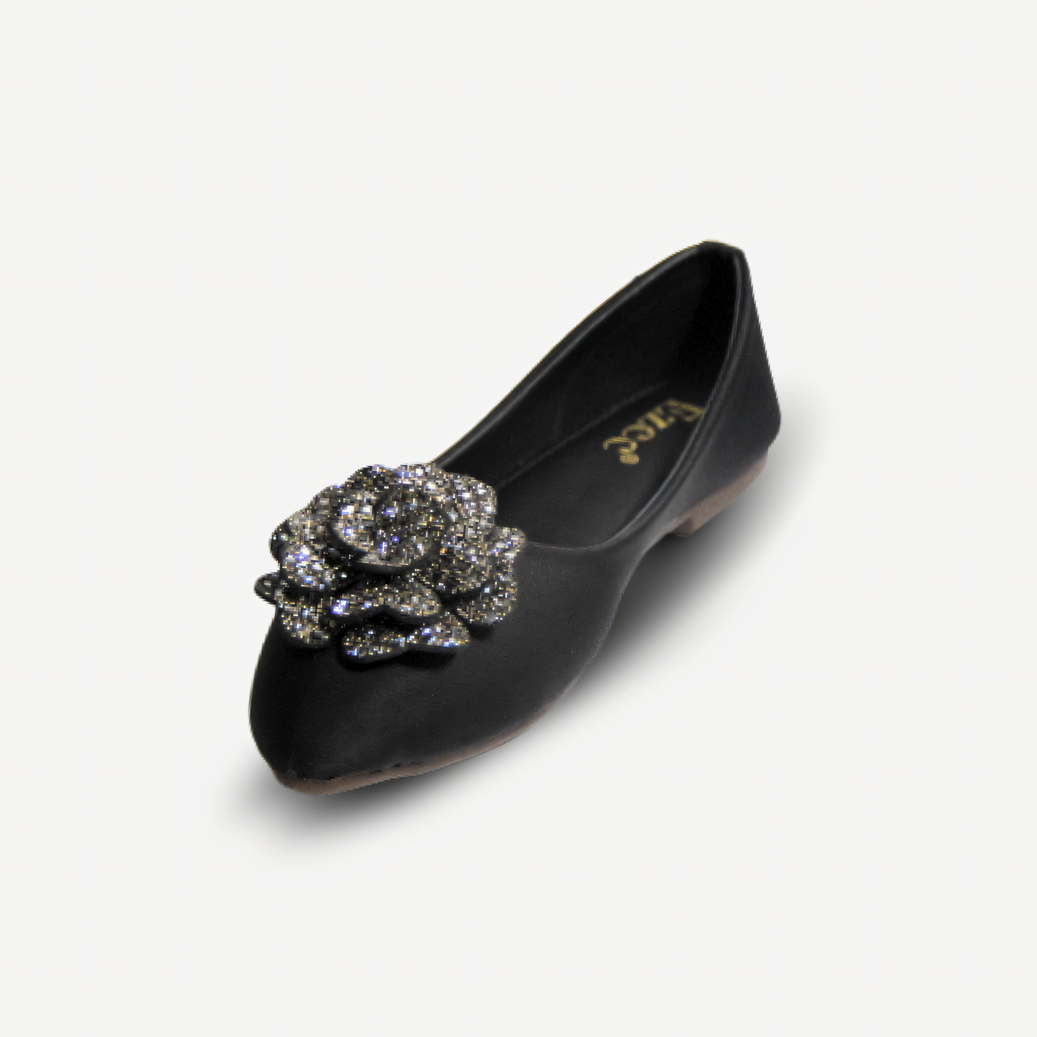 Crystal Rose Pointed-Toe Flats - Black